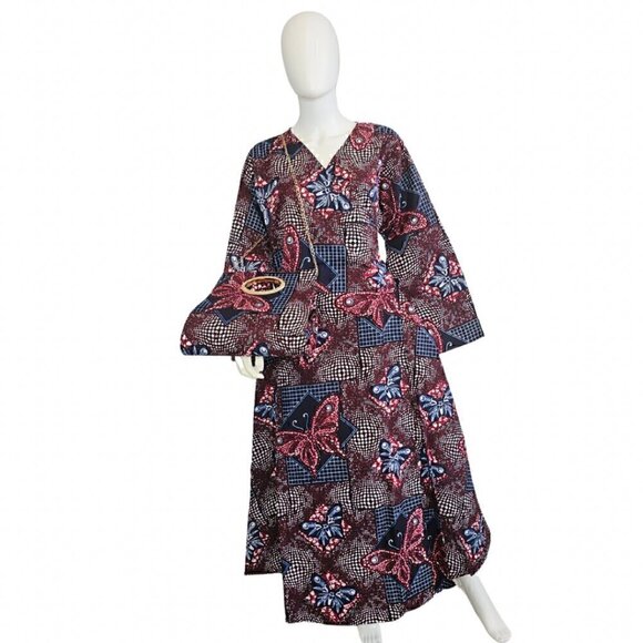 ANKARA WRAPPED MAXI DRESS WITH POCKETBOOK - Picture 3 of 3